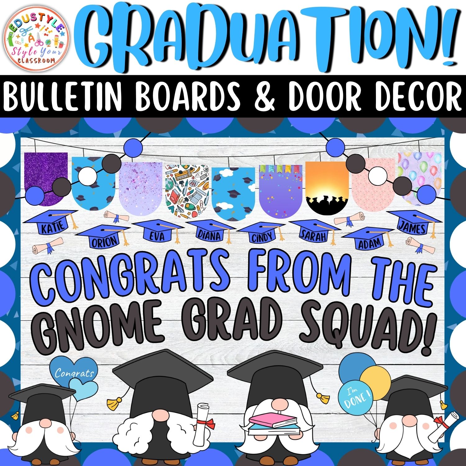 Congrats from the Gnome: Graduation And May Bulletin Boards And Door Decor Kit | May And June Decor