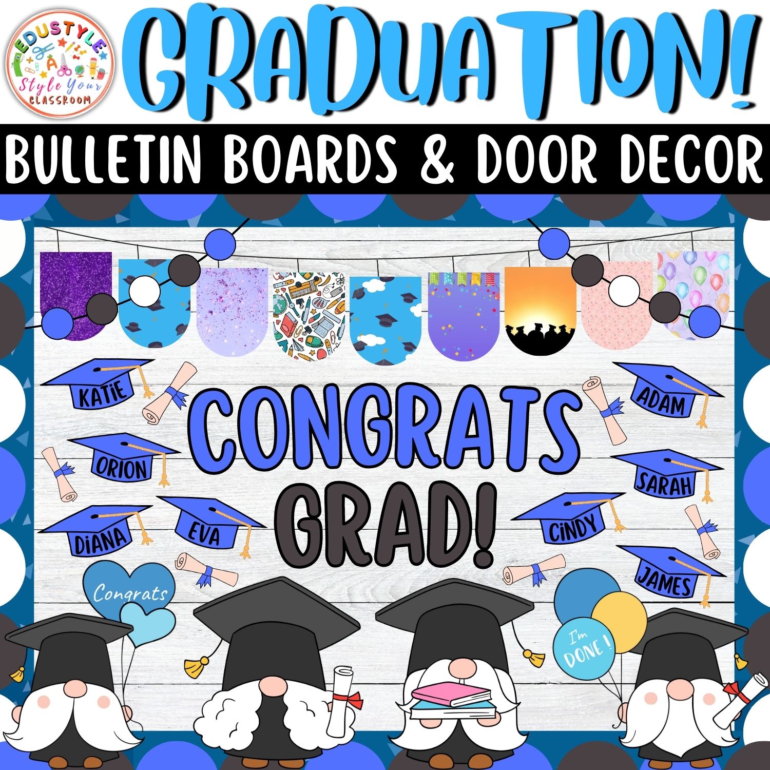 Congrats Grad!: Graduation And May Bulletin Boards And Door Decor Kit | May And June Decor