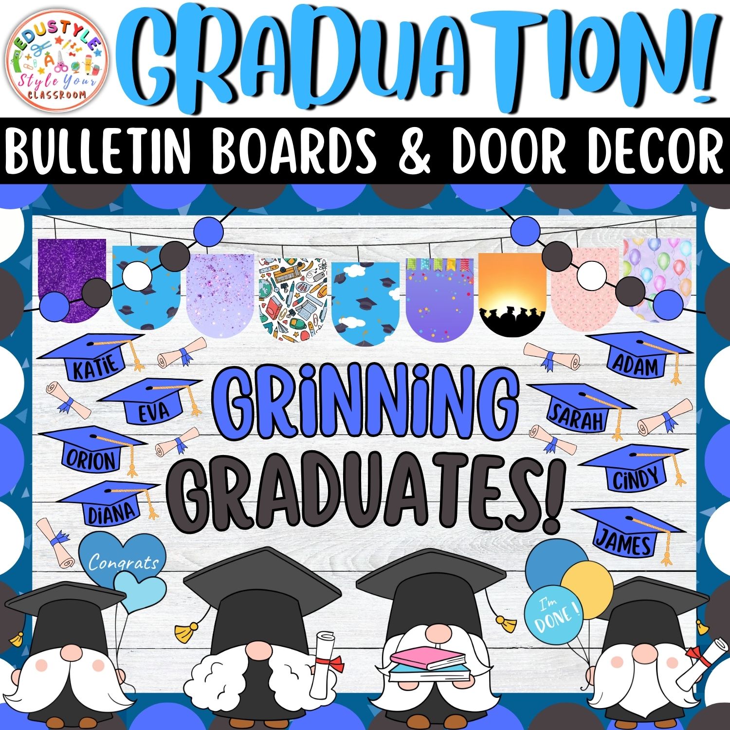 Grinning Graduates!: Graduation And May Bulletin Boards And Door Decor Kit | May And June Decor