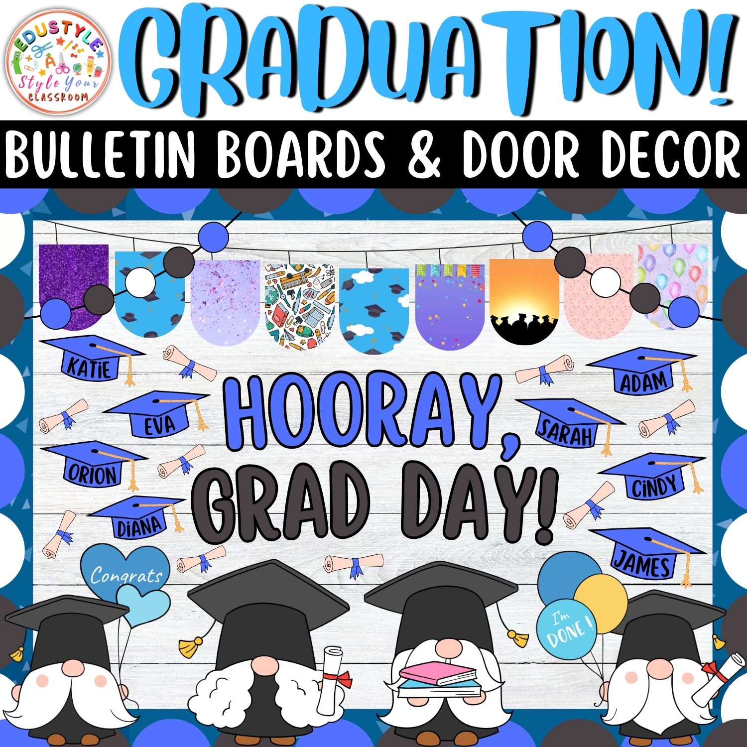 Hooray, Grad Day!: Graduation And May Bulletin Boards And Door Decor Kit | May And June Decor