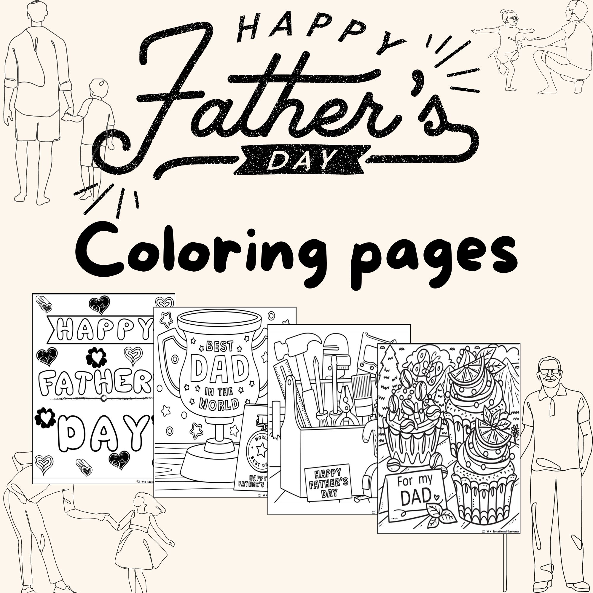 Happy Father's Day Coloring Pages & Sheets! Father's Day Coloring June Activity