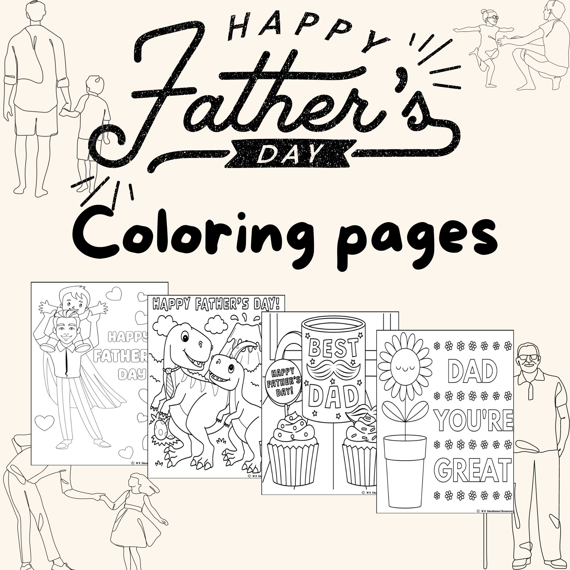 Father's Day Coloring Pages Dad Themed Coloring Pages Gift for Dad June Activity