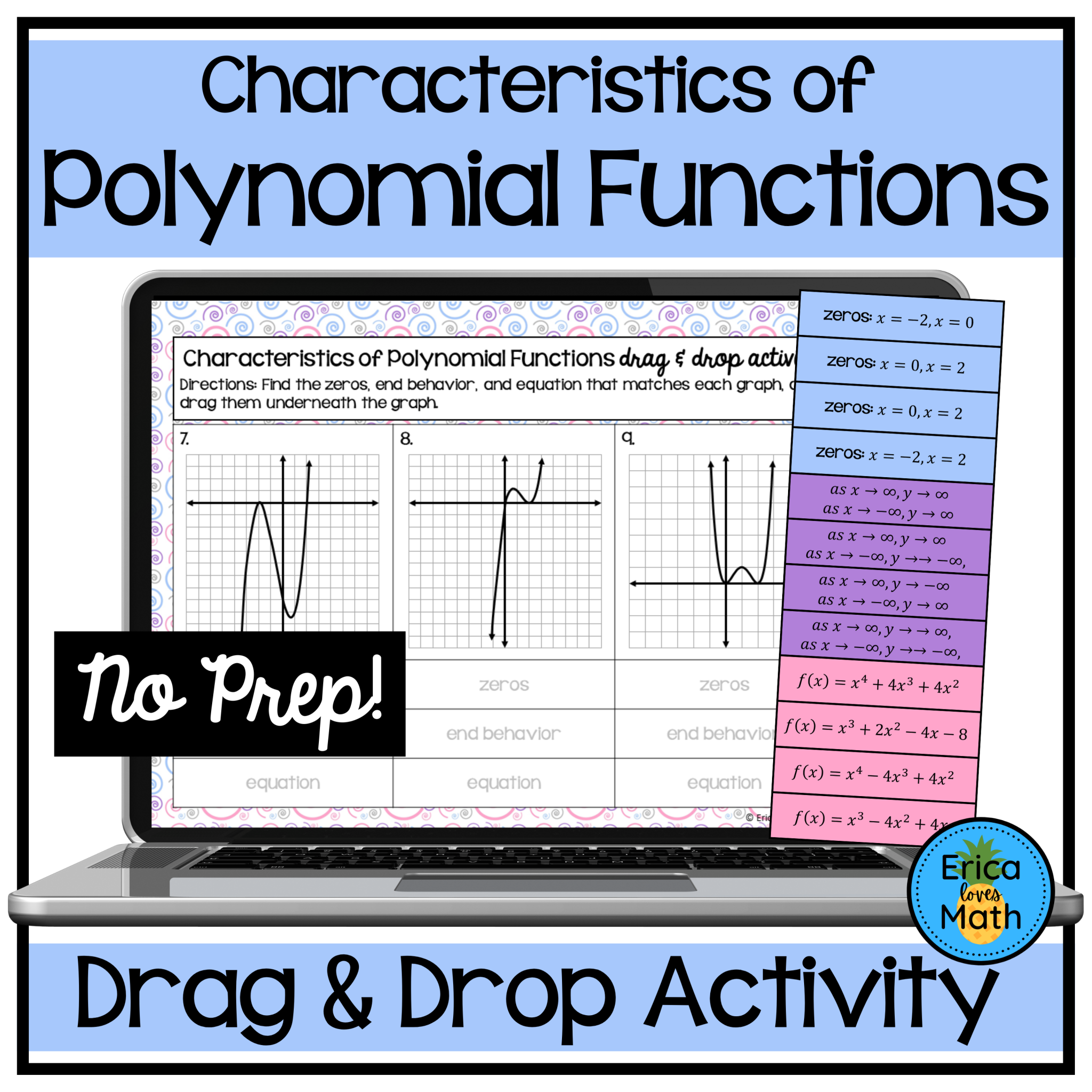Graphs of Polynomial Functions Digital Drag & Drop Activity | Made By ...