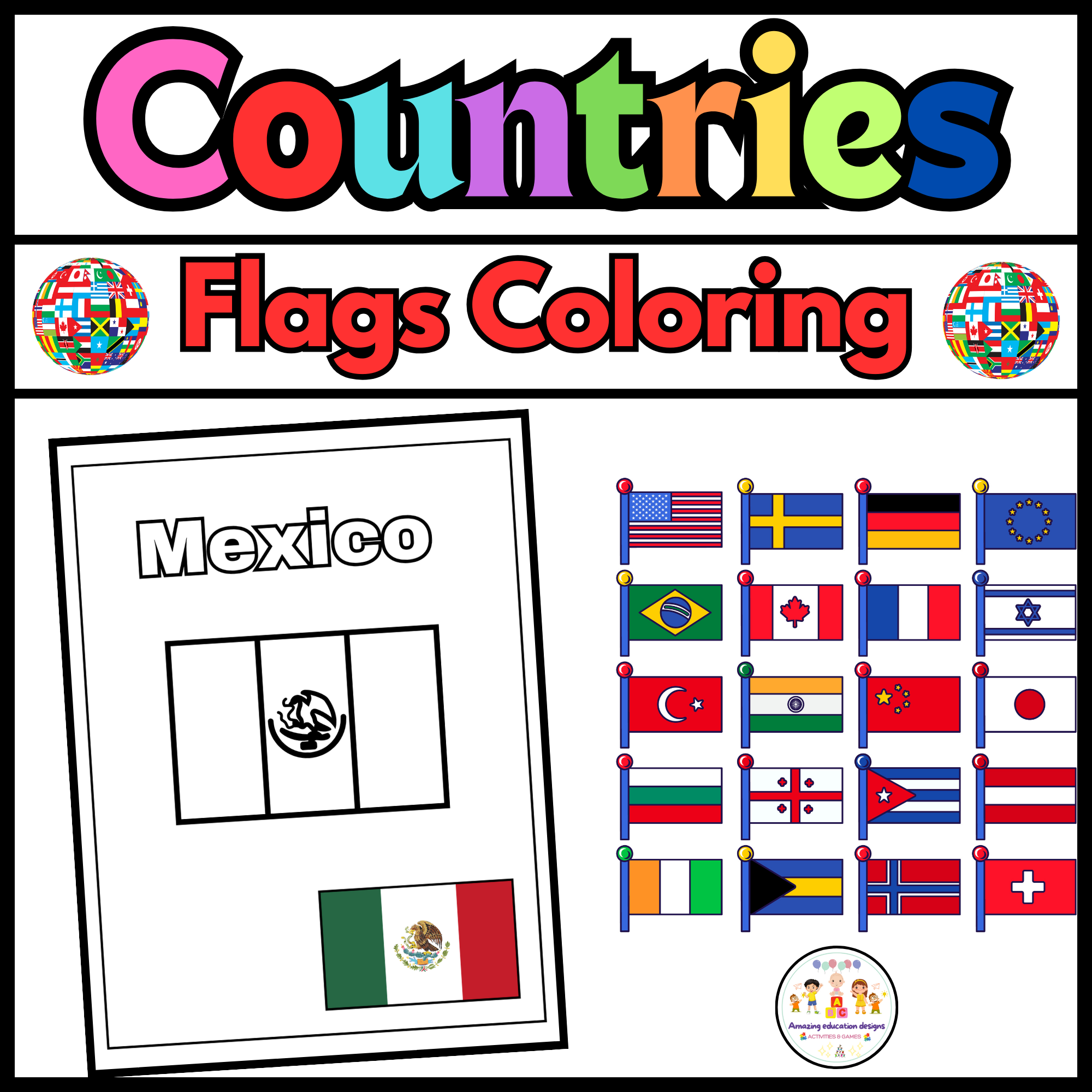 Activities Coloring Flags / Countries Worksheets