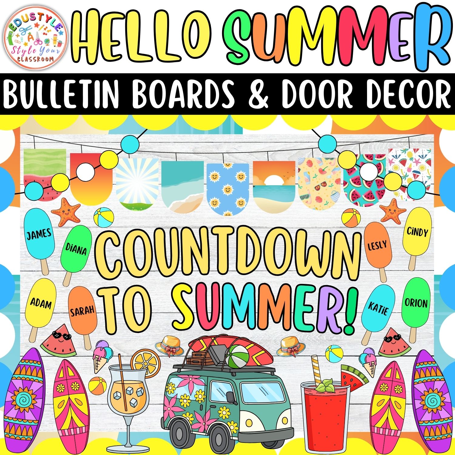 Countdown to Summer!: Summer Bulletin Boards And Door Decor Kits | June And July Decor