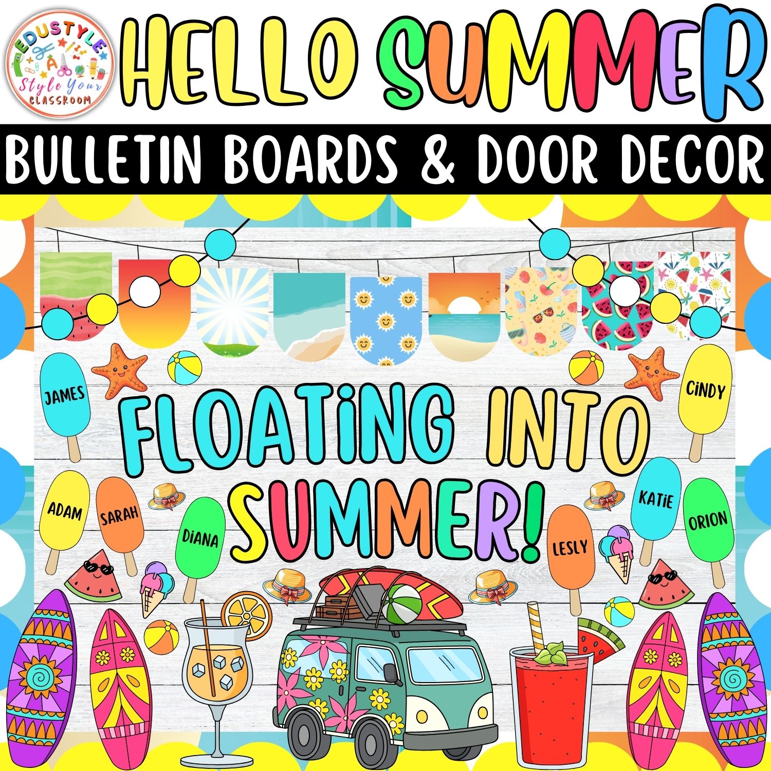 Floating Into Summer!: Summer Bulletin Boards And Door Decor Kits | June And July Decor
