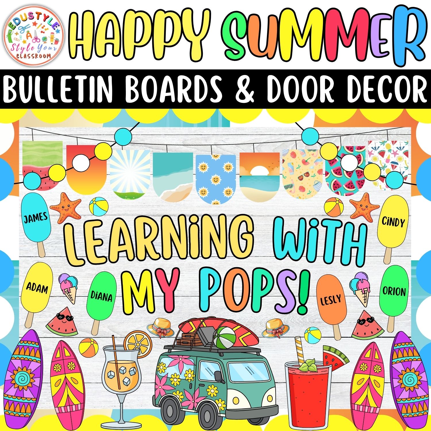 Learning With My Pops!: Summer Bulletin Boards And Door Decor Kits | June And July Decor
