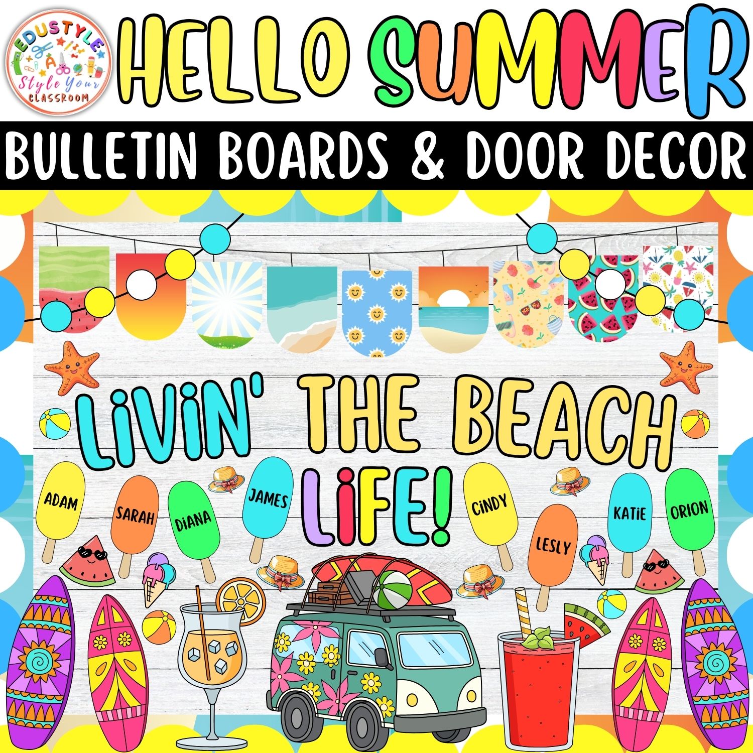 Livin' The Beach Life!: Summer Bulletin Boards And Door Decor Kits | June And July Decor