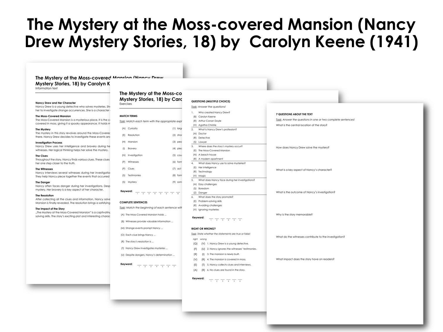 The Mystery at the Moss-covered Mansion (Nancy Drew Mystery Stories, 18) by  Carolyn Keene (1941)