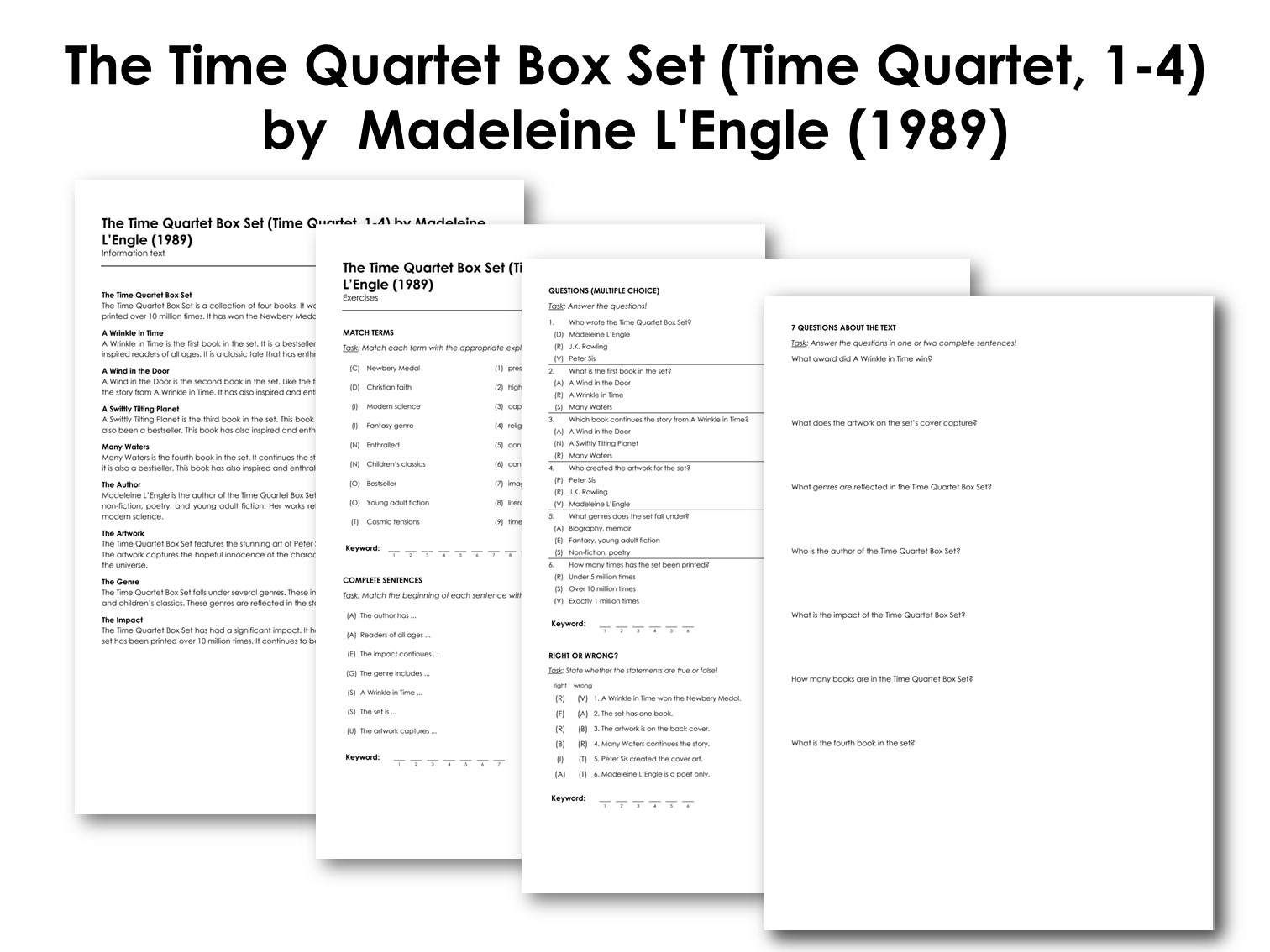 The Time Quartet Box Set (Time Quartet, 1-4) by  Madeleine L'Engle (1989)