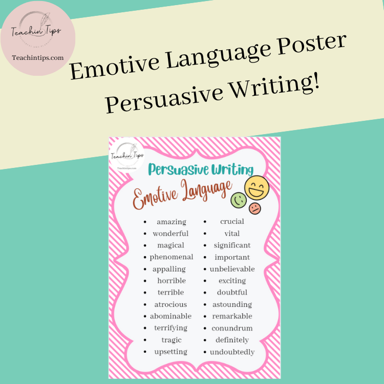 Persuasive Writing Emotive Language Poster | Opinion Writing ANCHOR CHART!