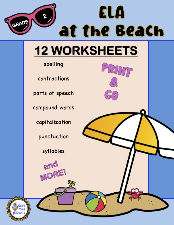 Grade 2 ELA Worksheets | Beach Theme