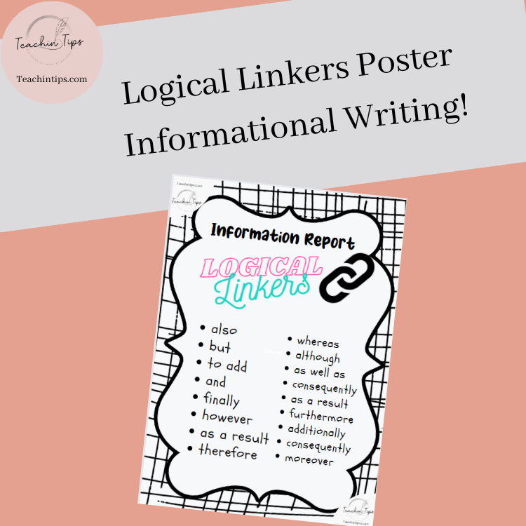 Informational Writing Linking or Connecting words Poster ANCHOR CHART!