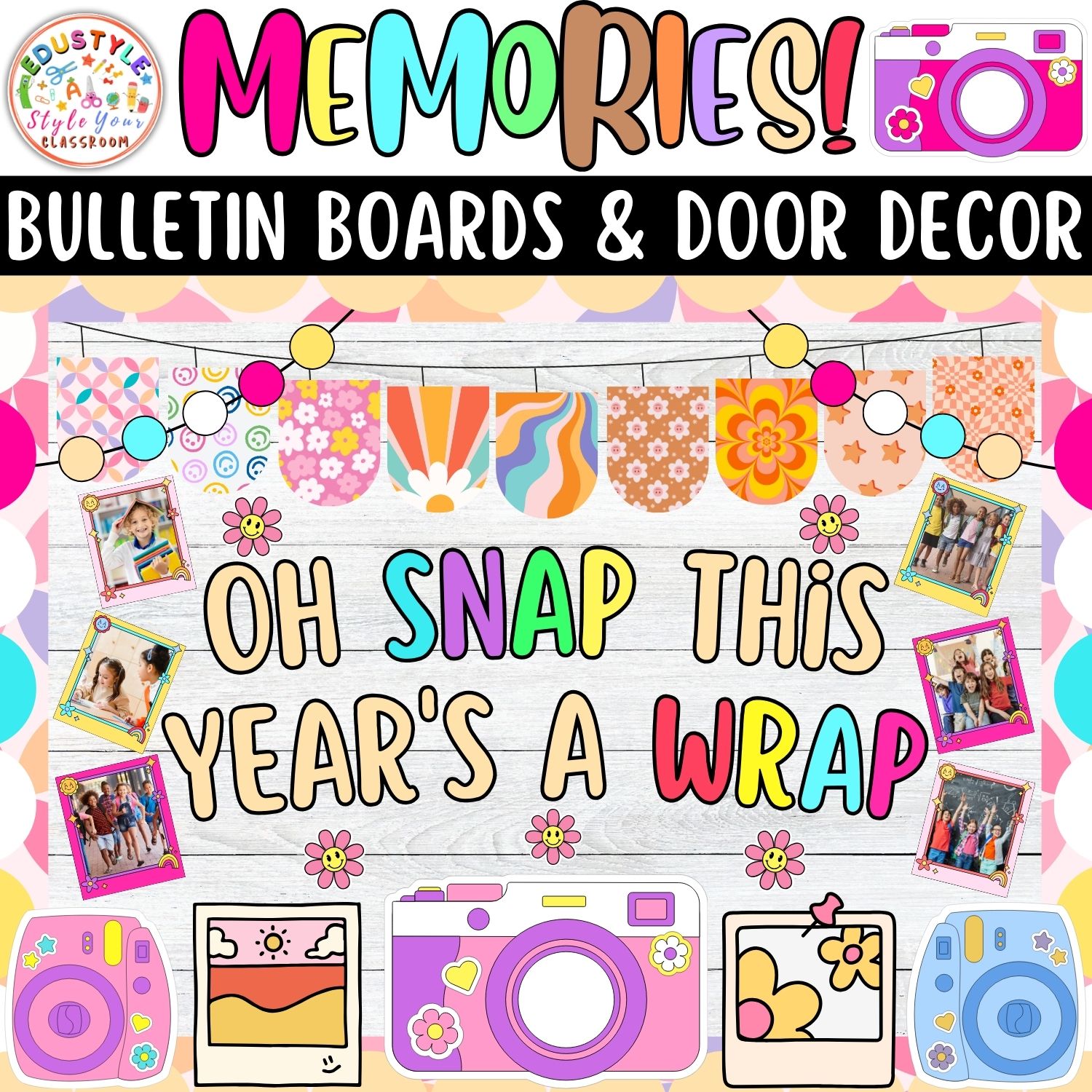 Oh Snap This Year's: Memories And Summer Bulletin Boards And Door Decor Kit | June And July Decor