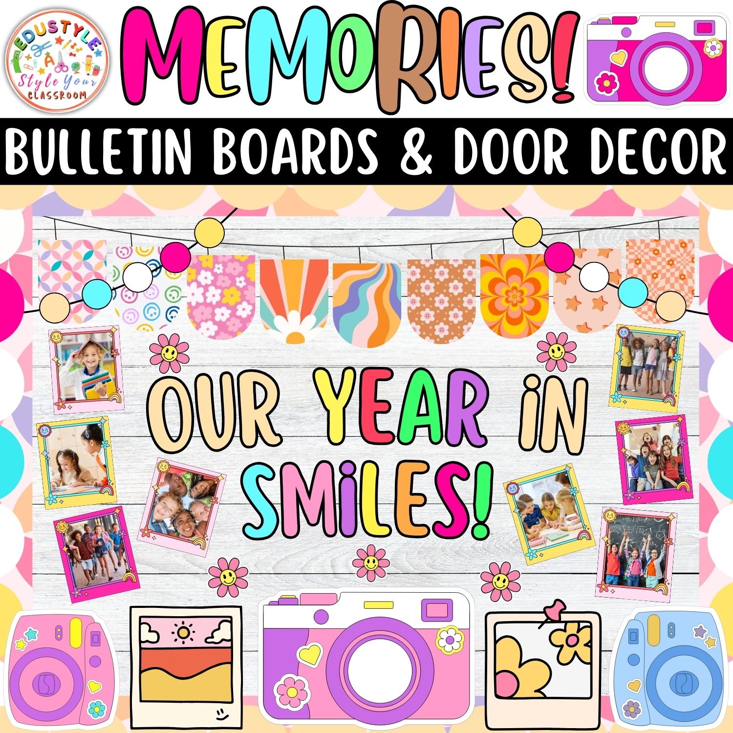 Our Year in Smiles!: Memories And Summer Bulletin Boards And Door Decor Kit | June And July Decor