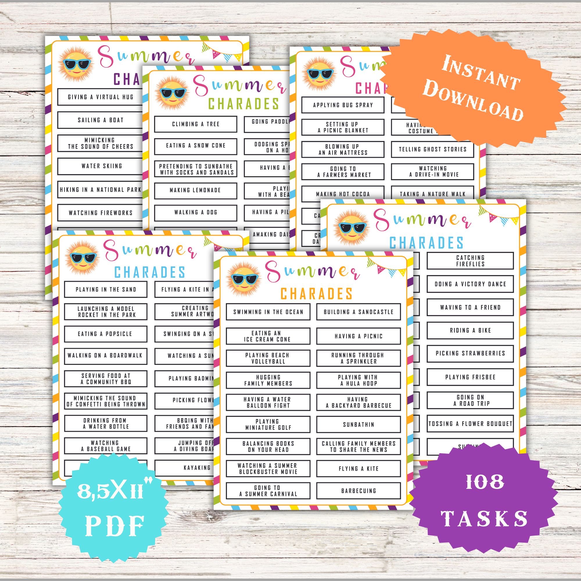 Summer Charades Game, Printable Activities, Pool Party, Family Fun, End Of School Activities