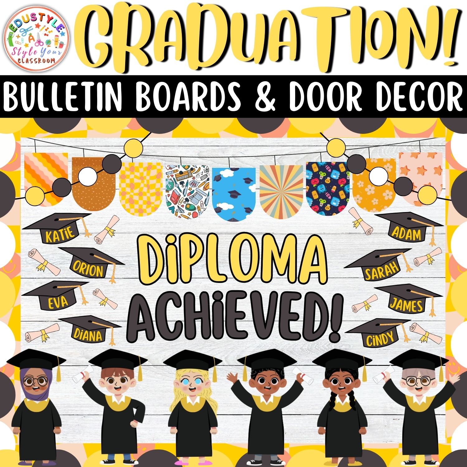 Diploma Achieved!: Graduation And May Bulletin Boards And Door Decor Kit | May And June Decor