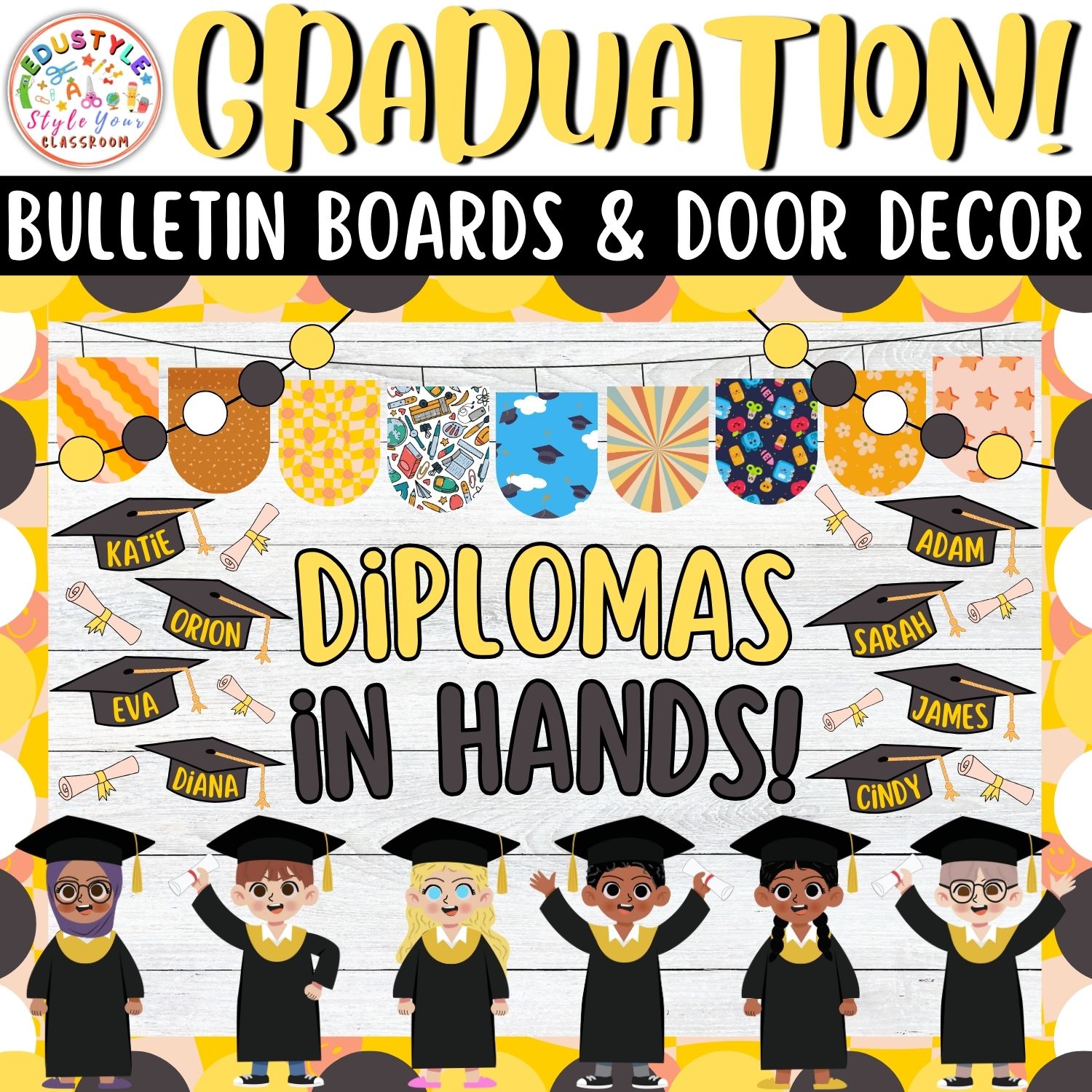 Diplomas in Hands!: Graduation And May Bulletin Boards And Door Decor Kit | May And June Decor
