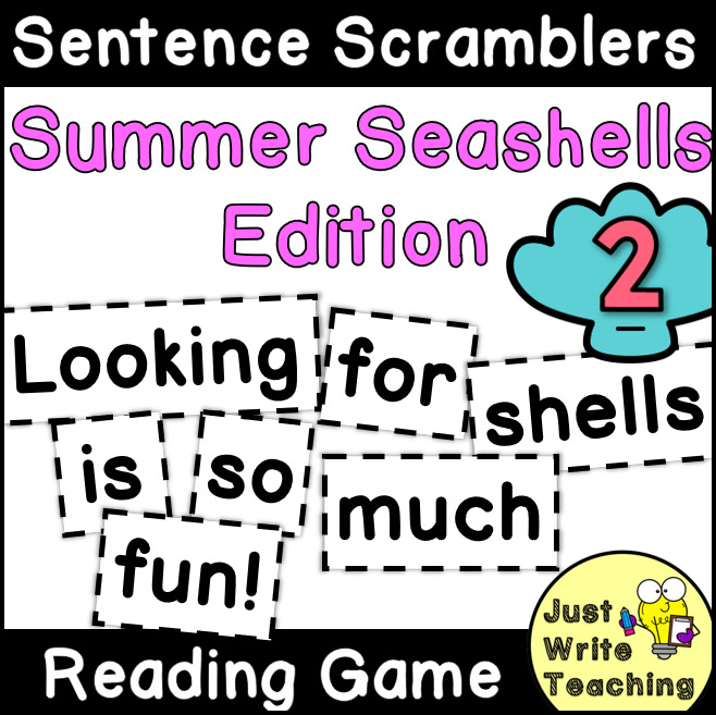 Summer Seashells - Sentence Scramblers Reading Game