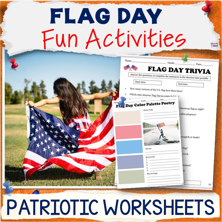 Flag Day Activity Packet, Middle School Worksheets, ELA Emergency Sub Plans
