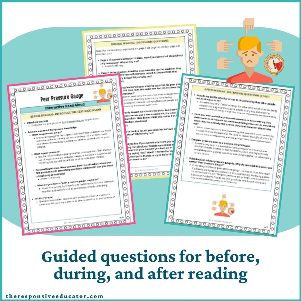Peer Pressure Gauge Interactive Read Aloud Lesson Plan ELA SEL ...