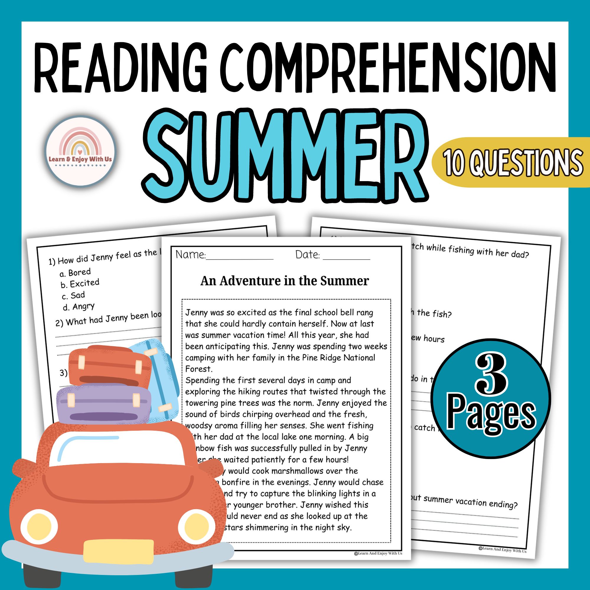 Reading Comprehension Passage and Questions Summer | Summer Short Story