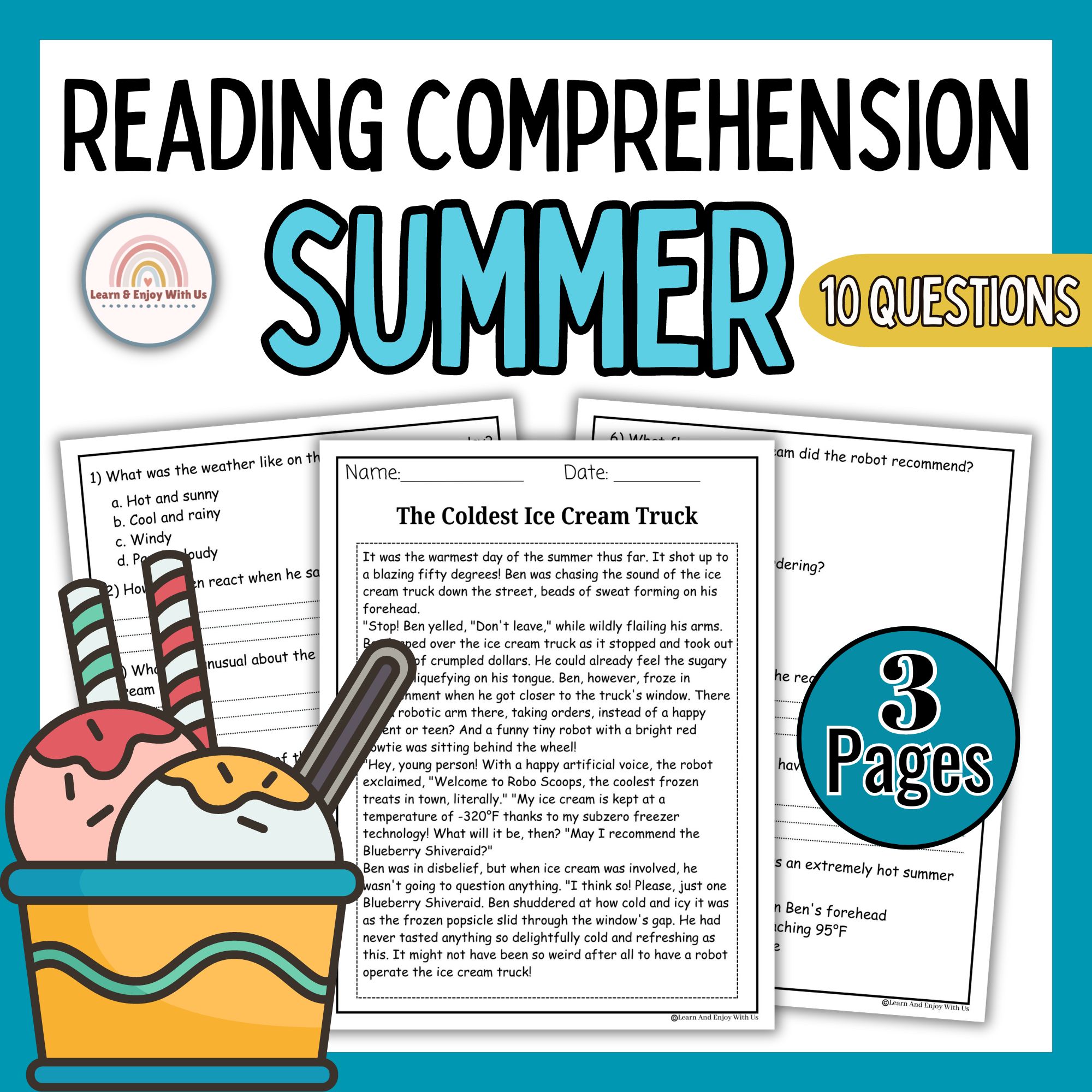 Reading Comprehension Passage and Questions Summer | Summer Short Story Part 2