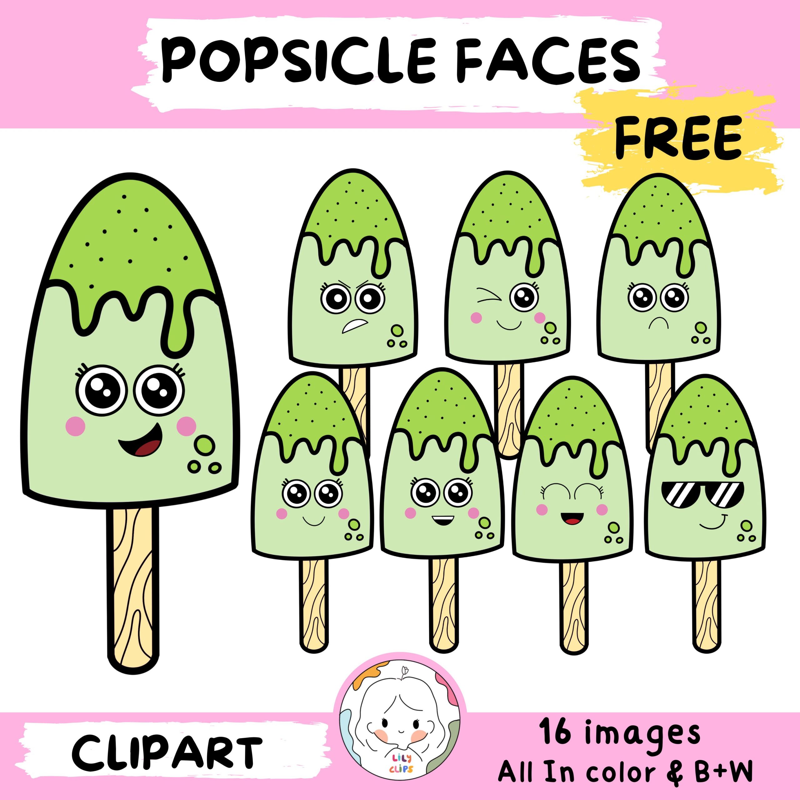 FREE Popsicle Cuties Emotions Clipart set