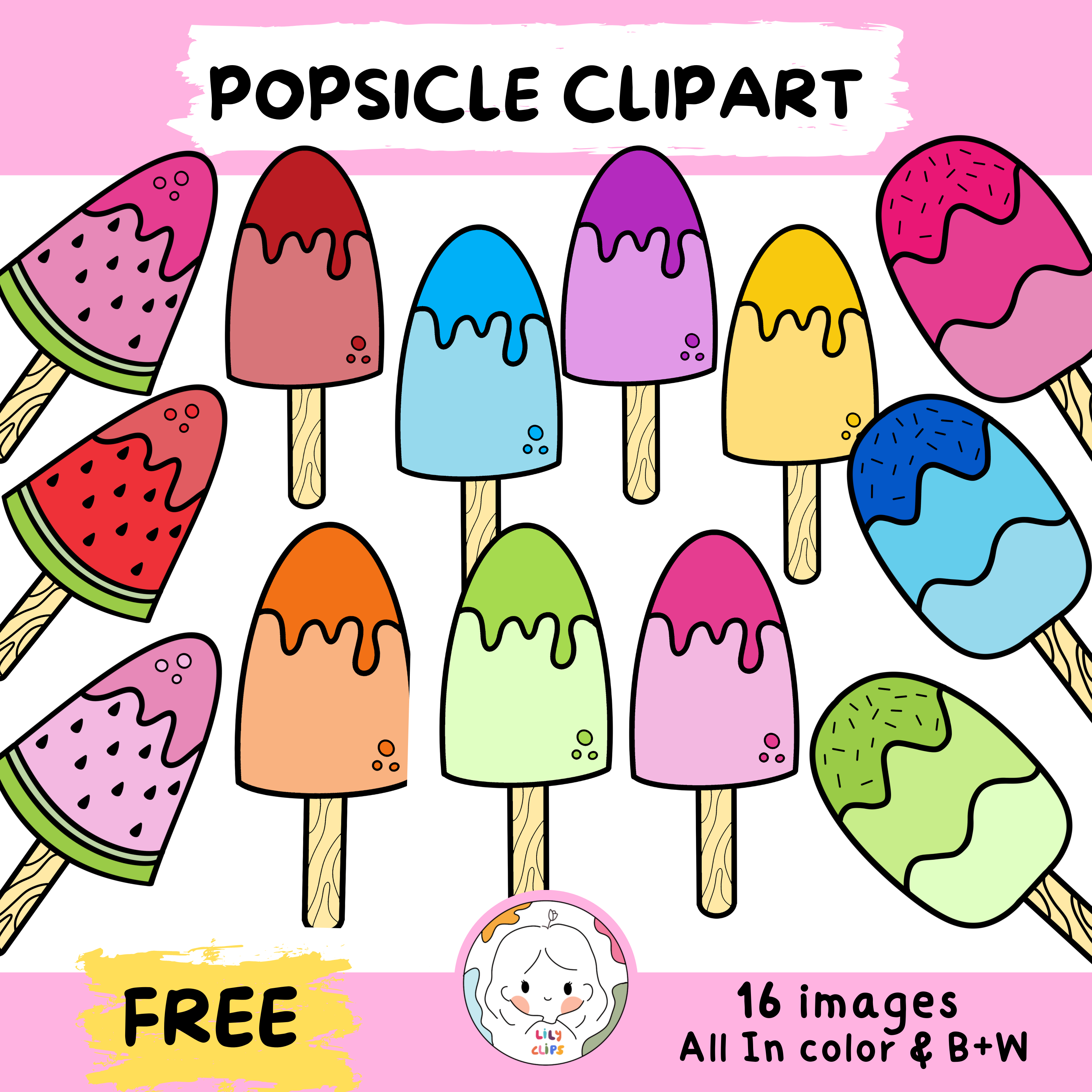 FREE Popsicle Cuties Colorful Clipart set