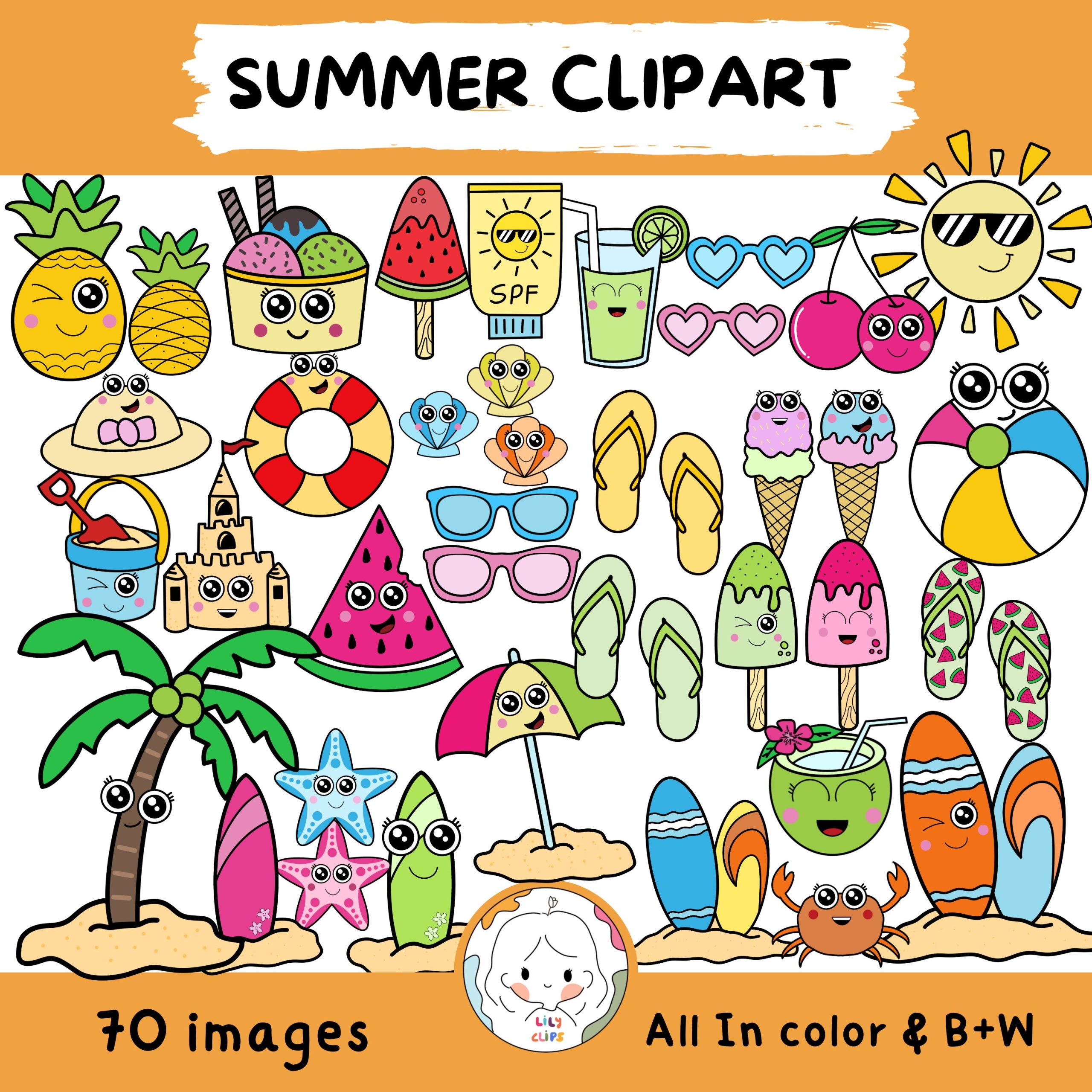 Summer Cuties Clipart Set by Lily Clips
