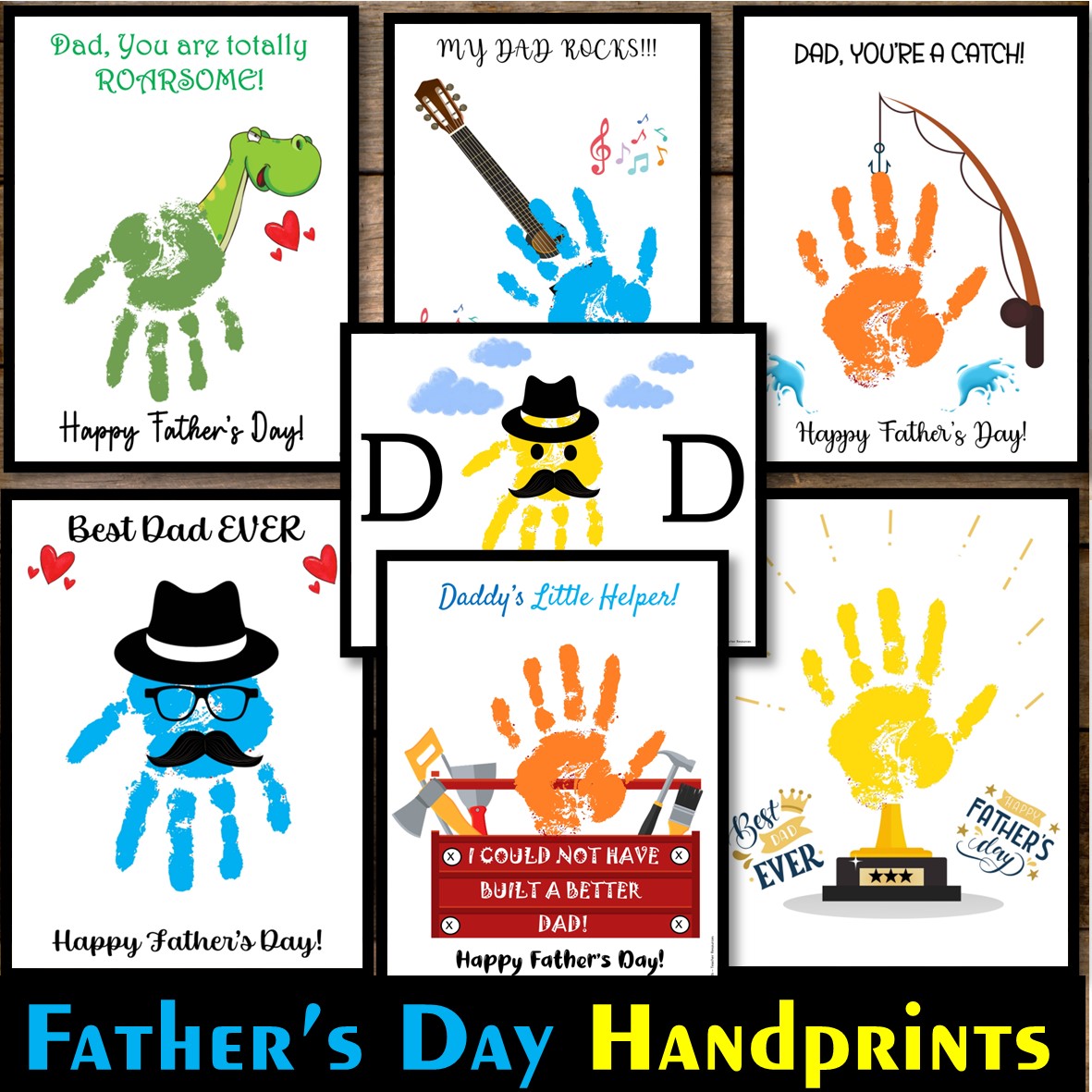 Fathers Day Handprint Art, Keepsake Art, Fathers Day Craft Activities Card
