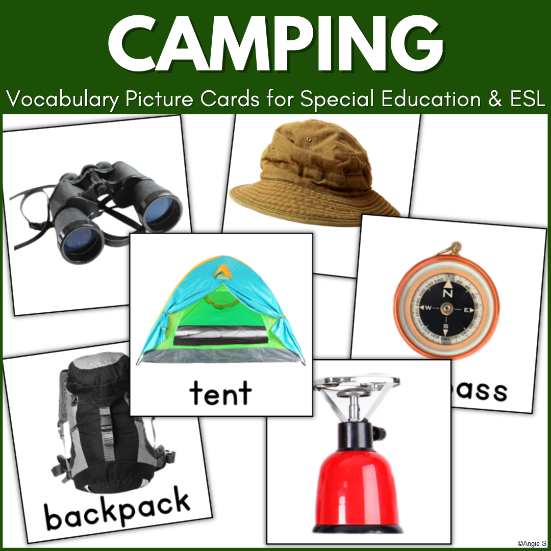 CAMPING Vocabulary Flashcards Autism Speech Therapy ESL Special Education