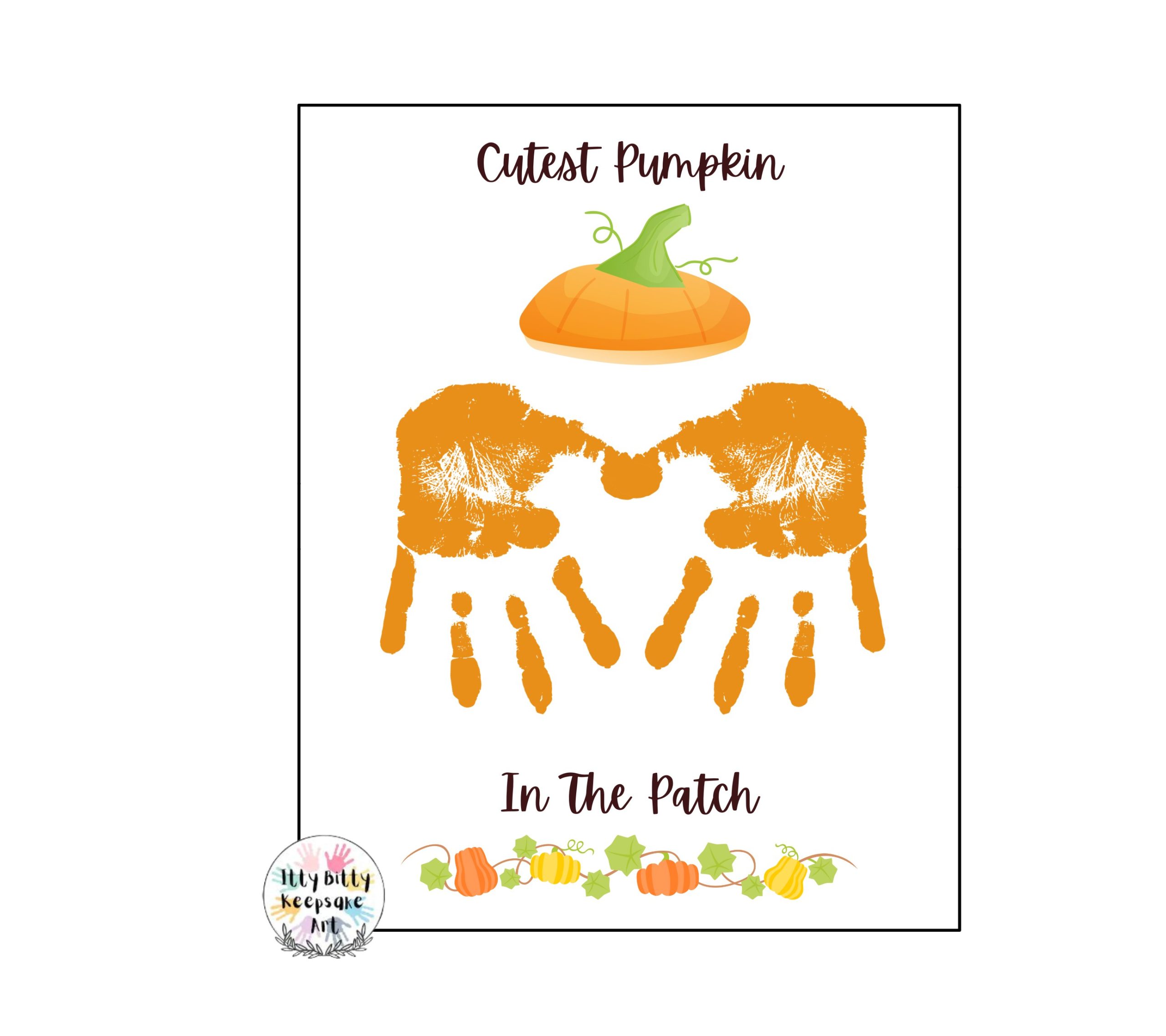 Pumpkin Handprint Art Craft Printable Template / Fall Craft / Autumn