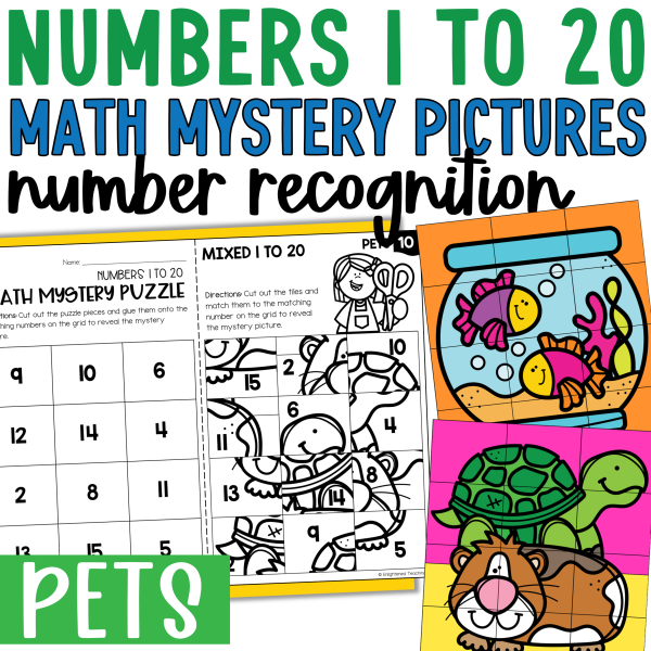 Pet Numbers to 20 Worksheets Math Mystery Puzzles Pet Number ...