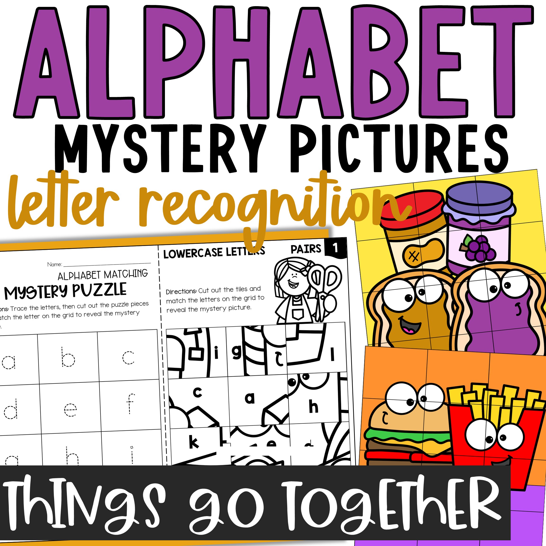 Things that go Together Alphabet Matching Mystery Puzzles Letter Recognition