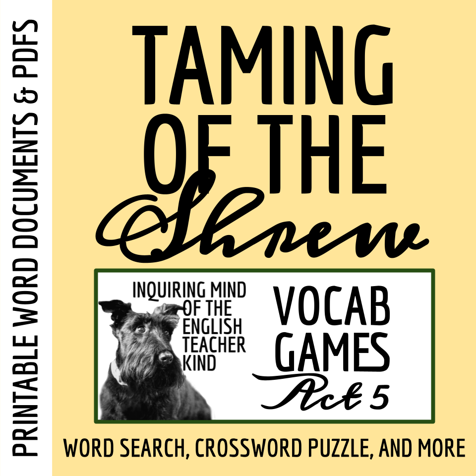 Shakespeare's The Taming of the Shrew Vocabulary Games for High School (Act 5)