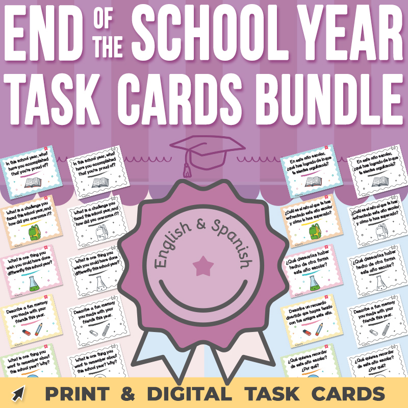 End of the School YearTask Cards BUNDLE | Self-Reflection Activity