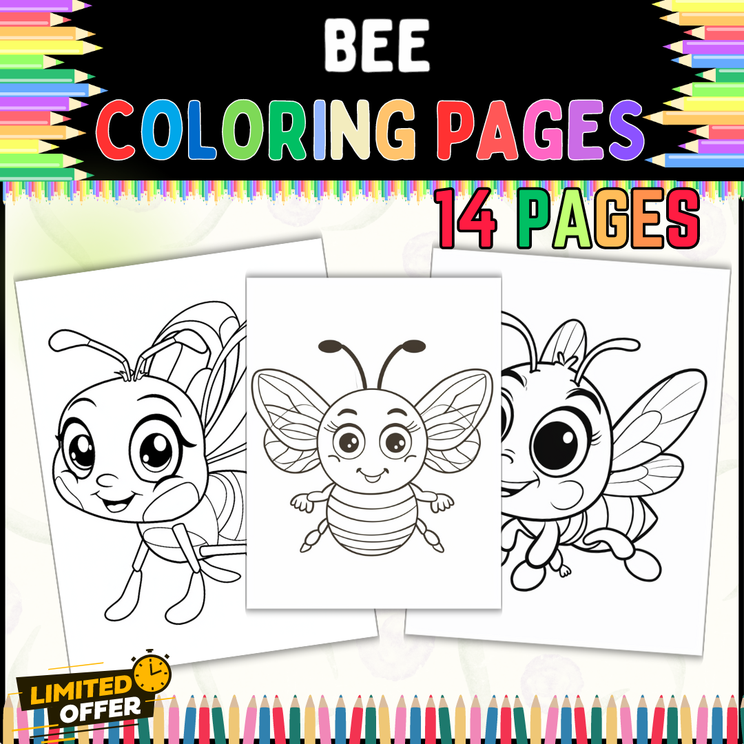 Bee Coloring Sheets for Kids 14 pages printable Coloring pages