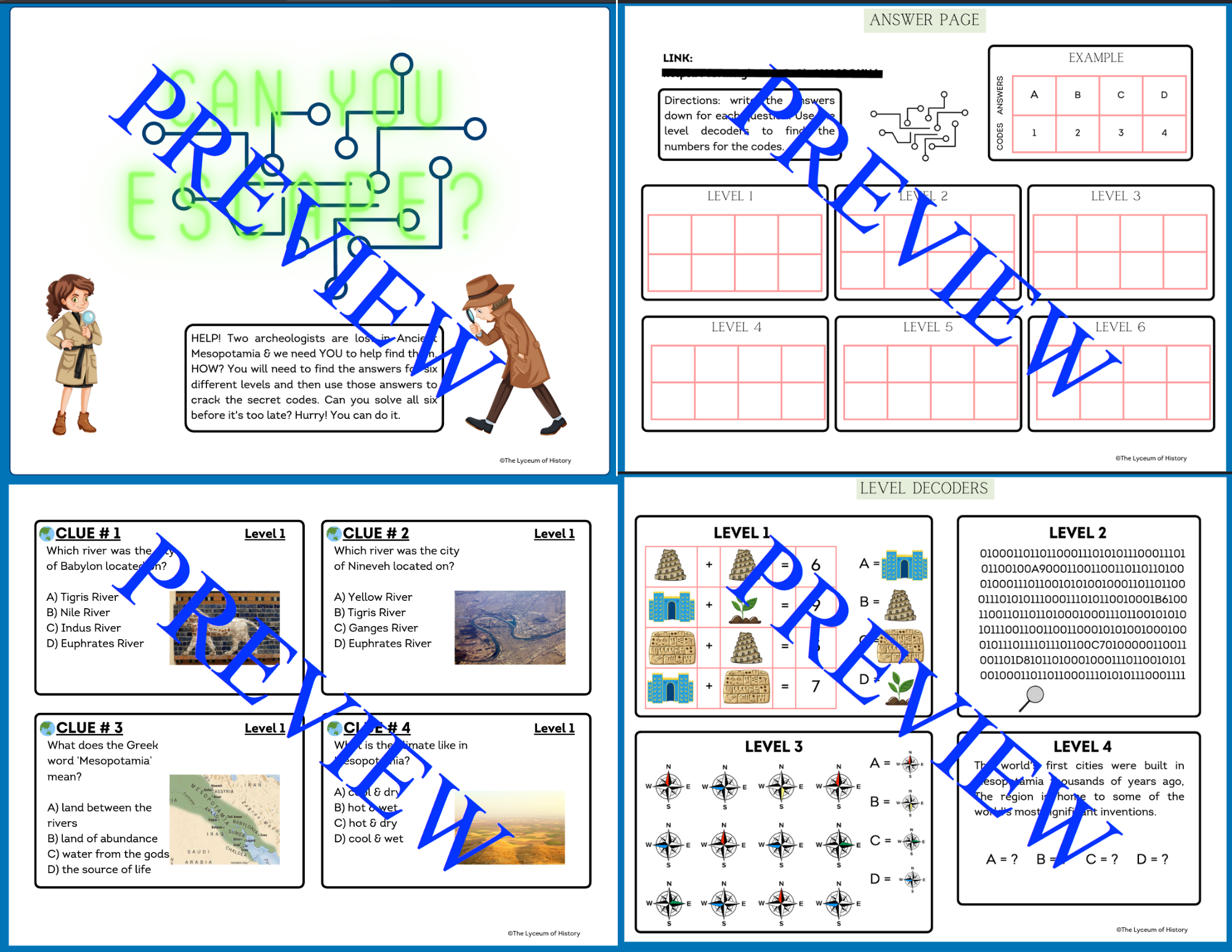 Escape From Mesopotamia Puzzle Activity