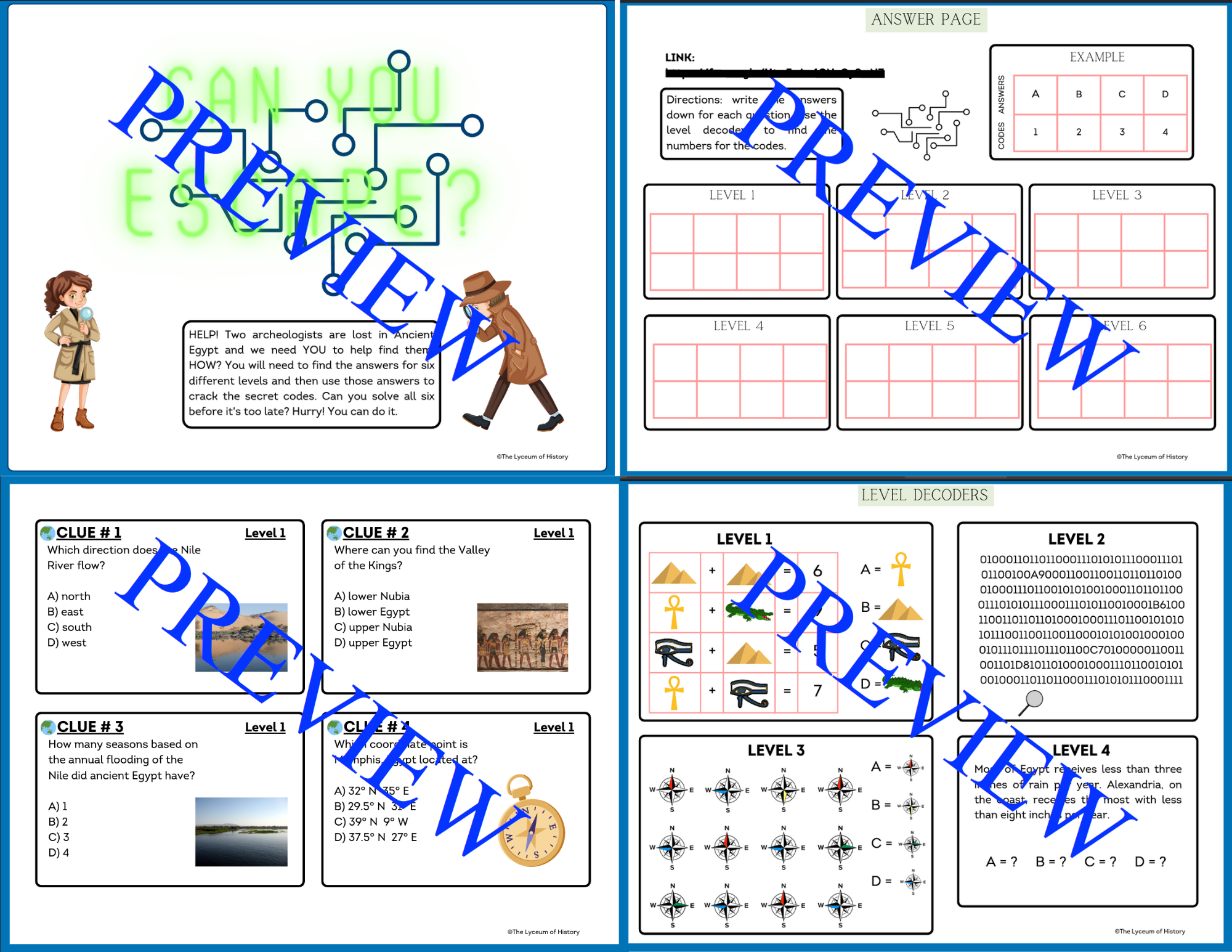 Escape From Egypt Puzzle Activity