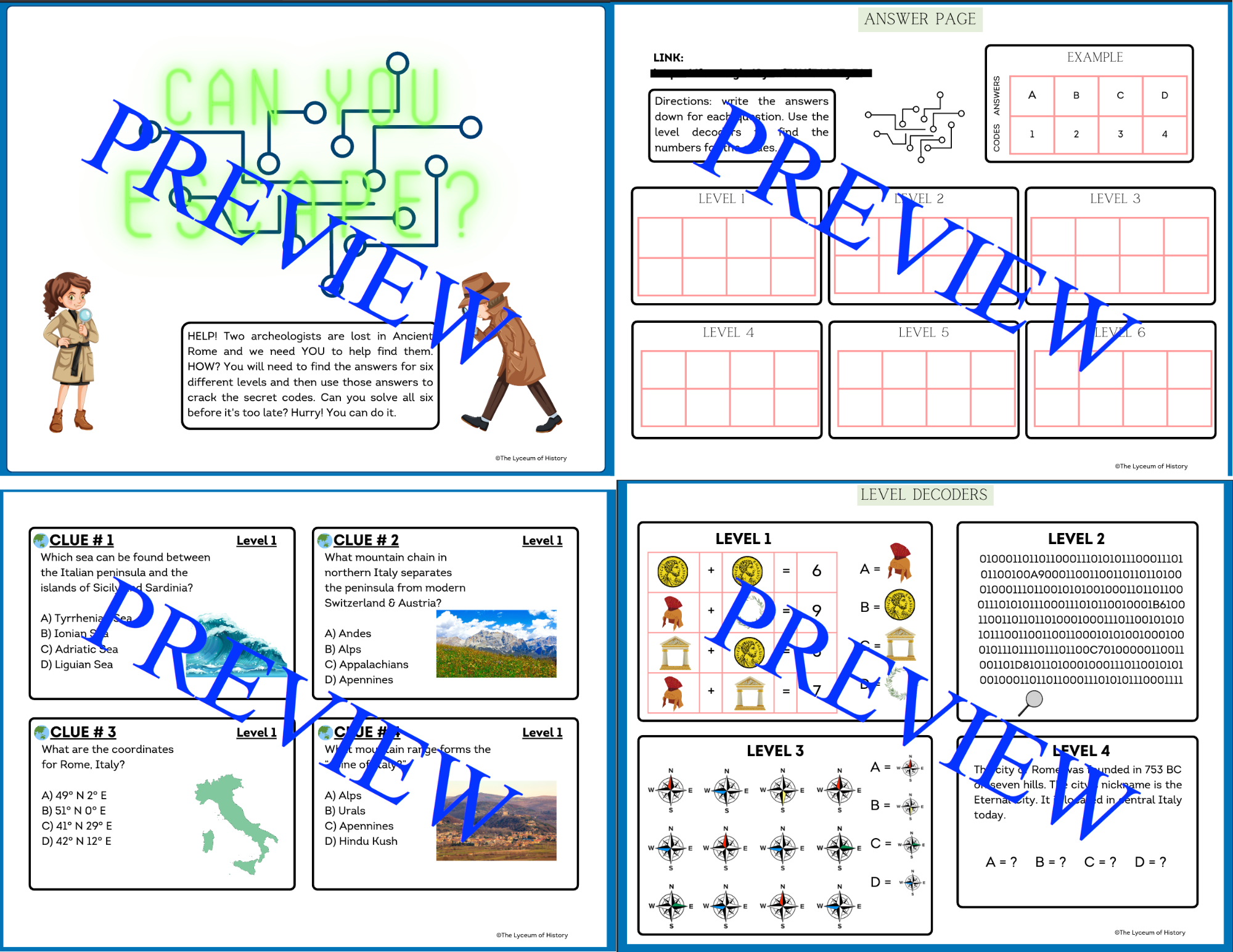 Escape From Rome Puzzle Activity