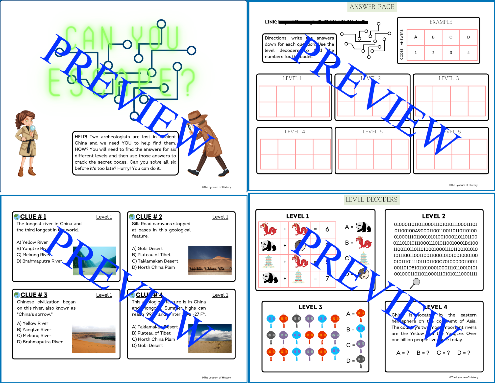 Escape From China Puzzle Activity