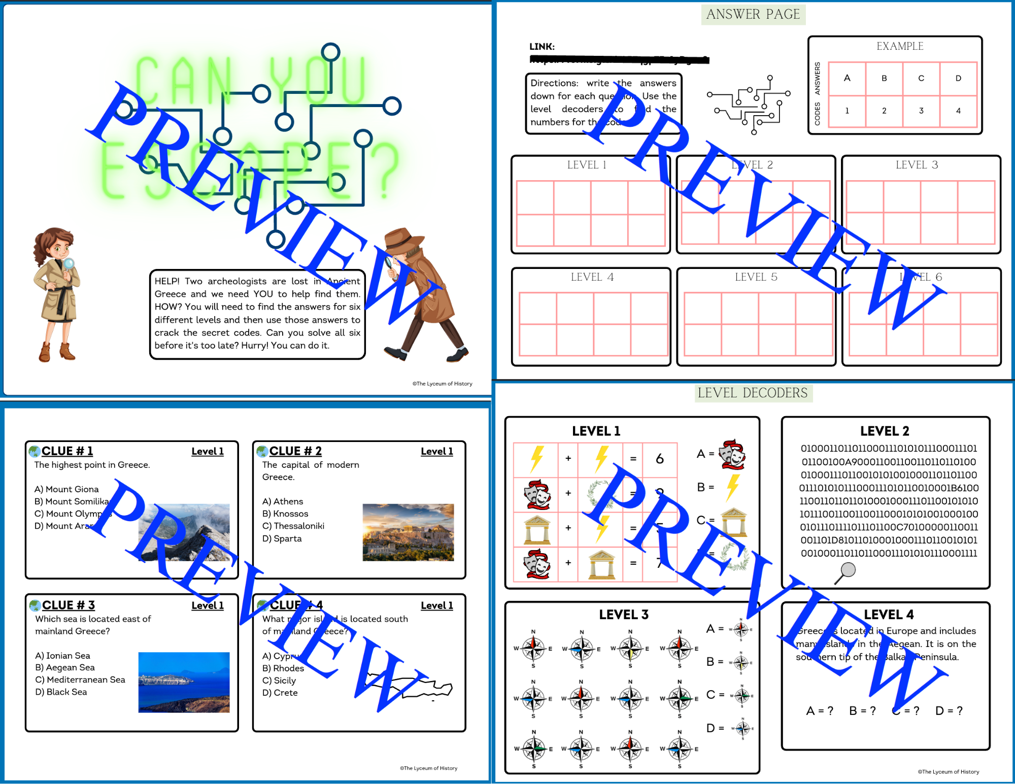 Escape From Greece Puzzle Activity