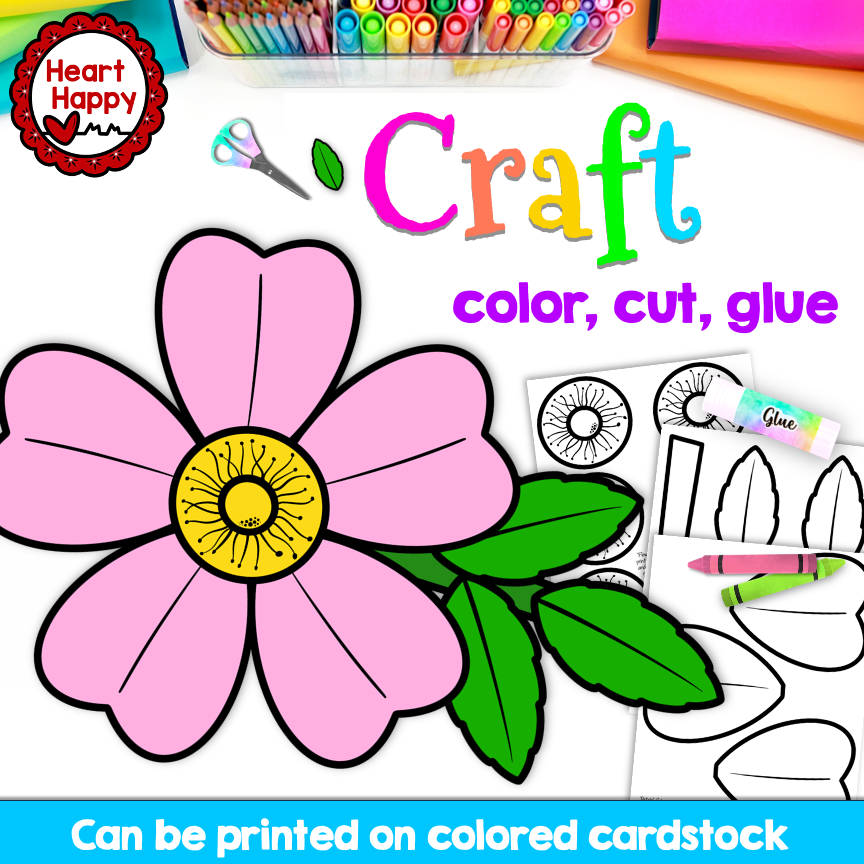 Wild Rose Flower Craft | Spring Craft | Iowa & North Dakota State Symbols