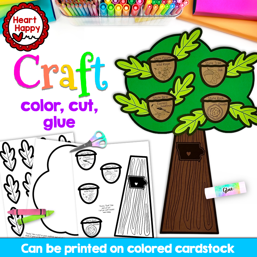 Iowa State Symbols Oak Tree Craft