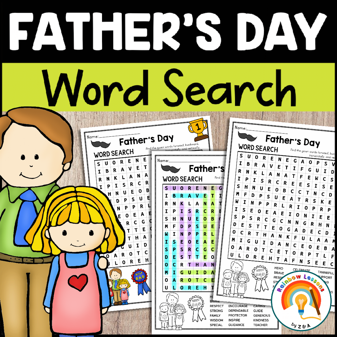 Fathers Day Word Search Puzzle | Fathers Day Activities | Fathers Day Worksheet
