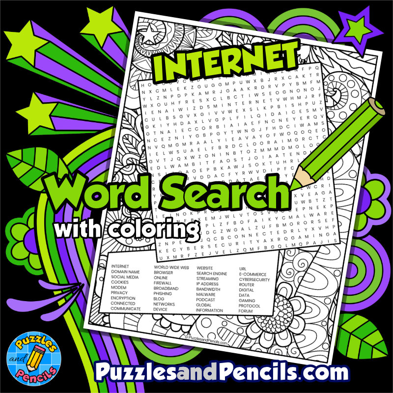 Internet Word Search Puzzle with Coloring | Computer Science