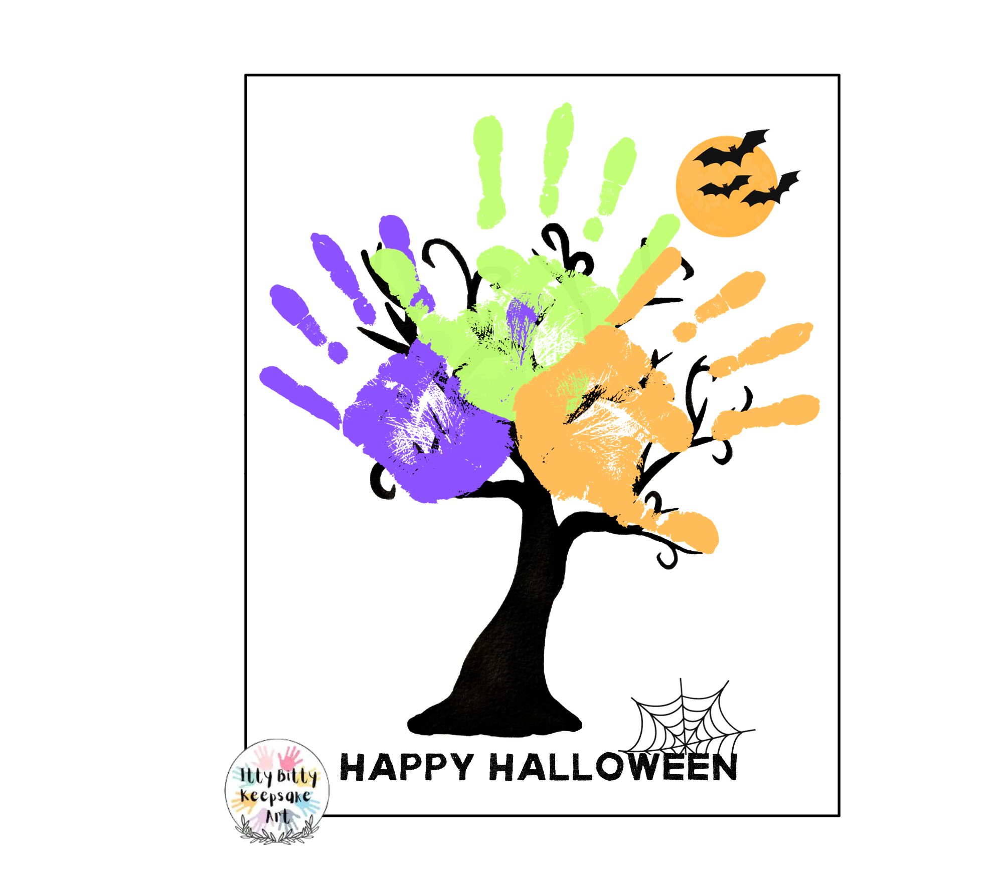 Halloween Black Tree Handprint Art Craft Printable Template / Fall Craft / Autumn