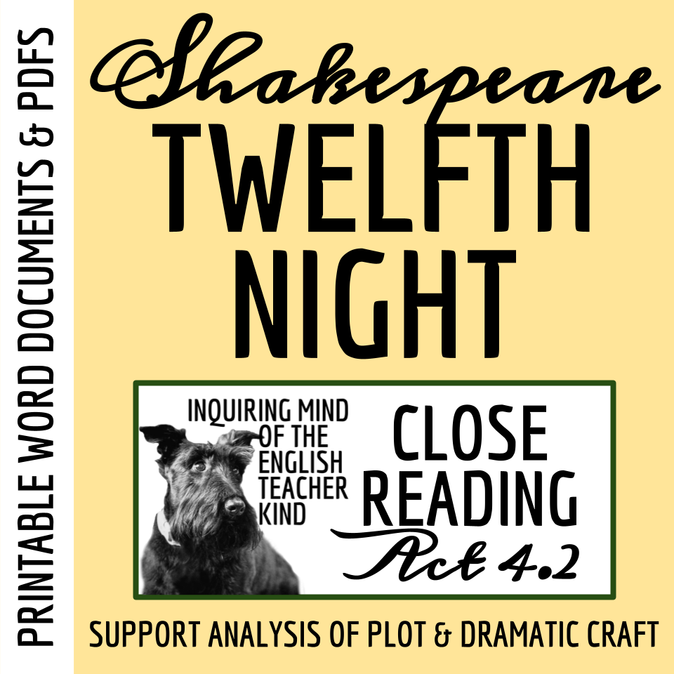 Twelfth Night Act 4 Scene 2 Close Reading Analysis Worksheet