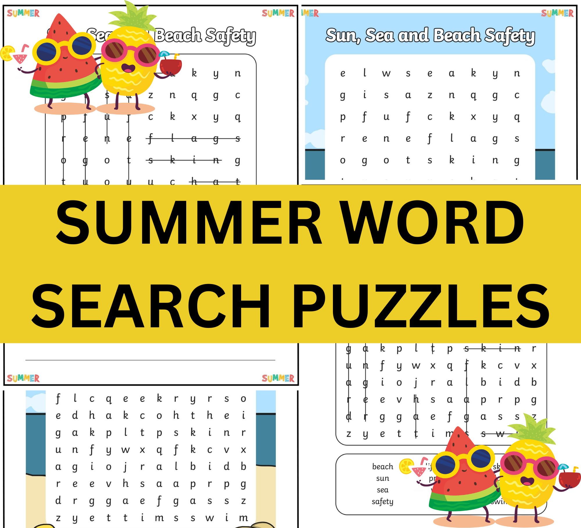 Holiday Activities WORD SEARCH PUZZLES, Summer Word search